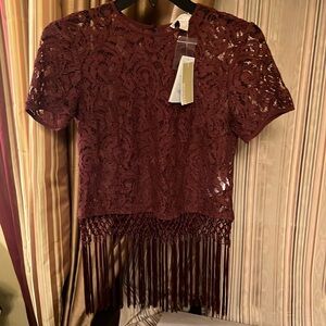 Michael Kors lace and fringe top